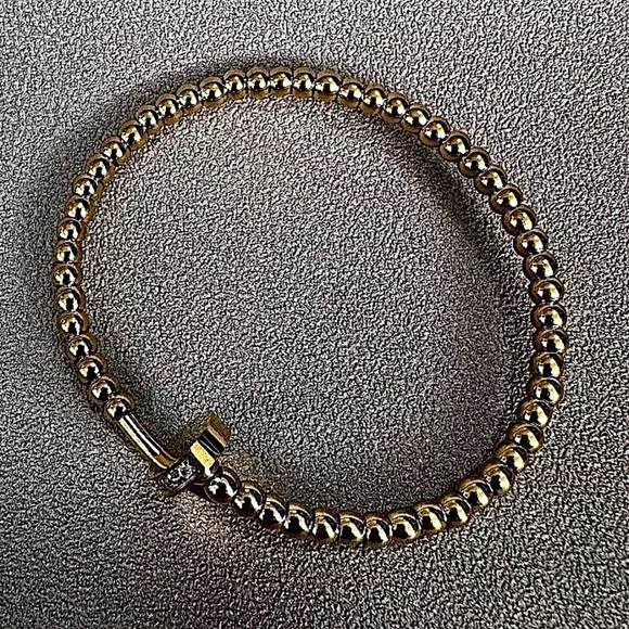 Gold Plated Beaded Nail Screw Tack Bangle Bracelet - Picture 6 of 6